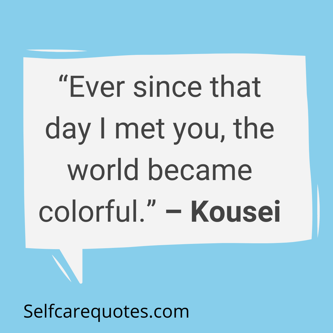Ever since that day I met you, the world became colorful. – Kousei
