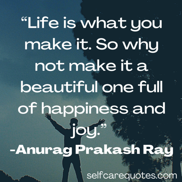 Life is what you make it. So why not make it a beautiful one full of happiness and joy. -Anurag Prakash Ray