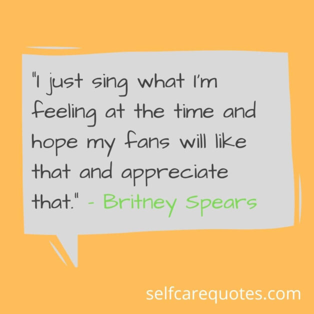 I just sing what I am feeling at the time and hope my fans will like that and appreciate that. – Britney Spears