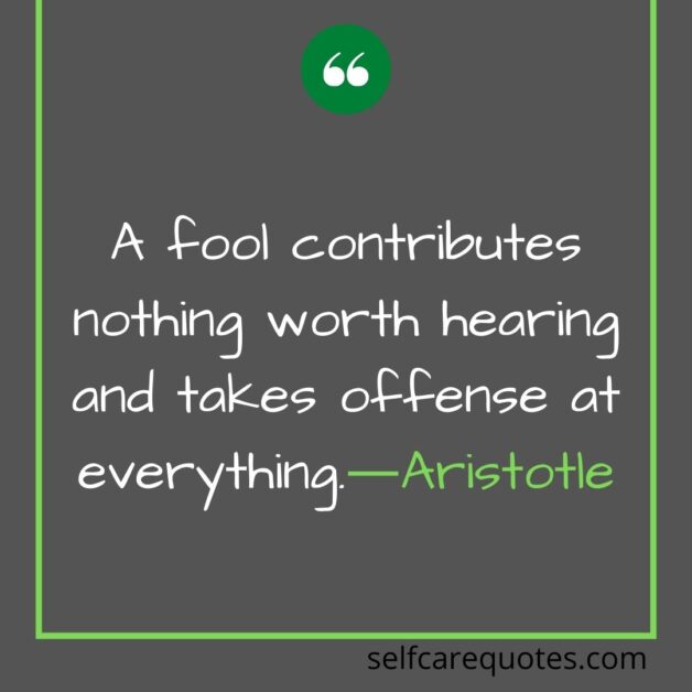 A fool contributes nothing worth hearing and takes offense at everything.―Aristotle