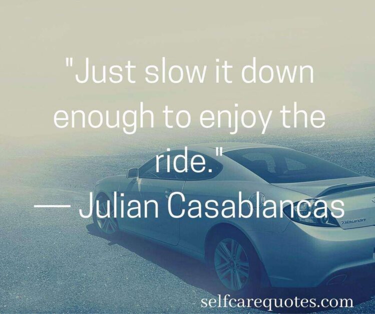Just slow it down enough to enjoy the ride.― Julian Casablancas