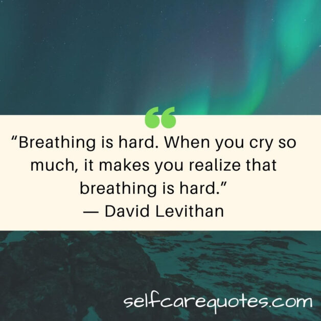 “Breathing is hard. When you cry so much, it makes you realize that breathing is hard.”― David Levithan