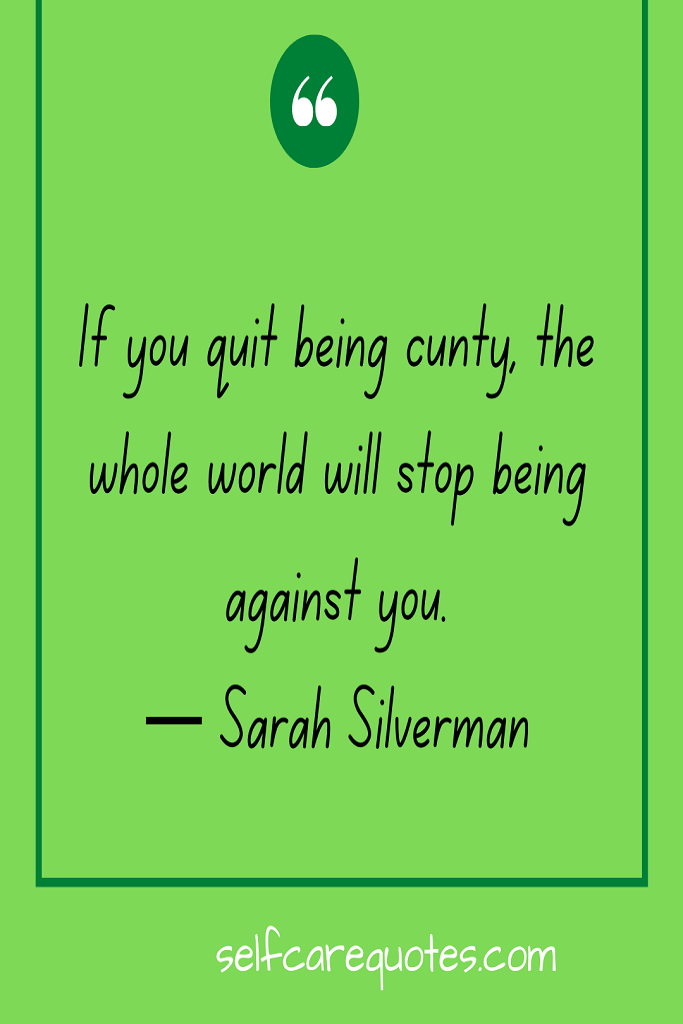 If you quit being cunty, the whole world will stop being against you.— Sarah Silverman
