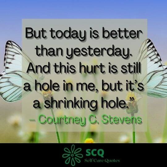 But today is better than yesterday. And this hurt is still a hole in me, but it’s a shrinking hole.” – Courtney C. Stevens
