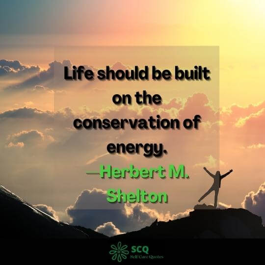 Life should be built on the conservation of energy.—Herbert M. Shelton