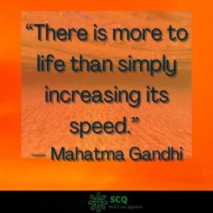 “There is more to life than simply increasing its speed.” — Mahatma Gandhi